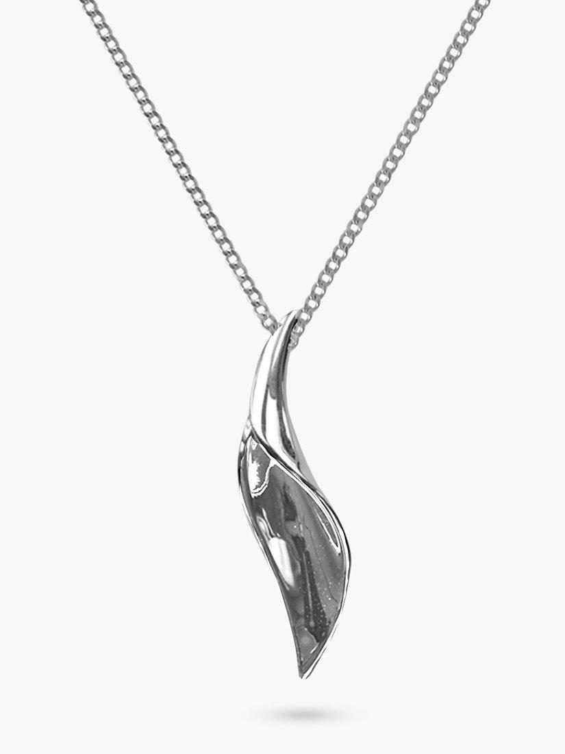 Product image 1 of 4, which shows Nina B Polished Lily Pendant Necklace, Silver