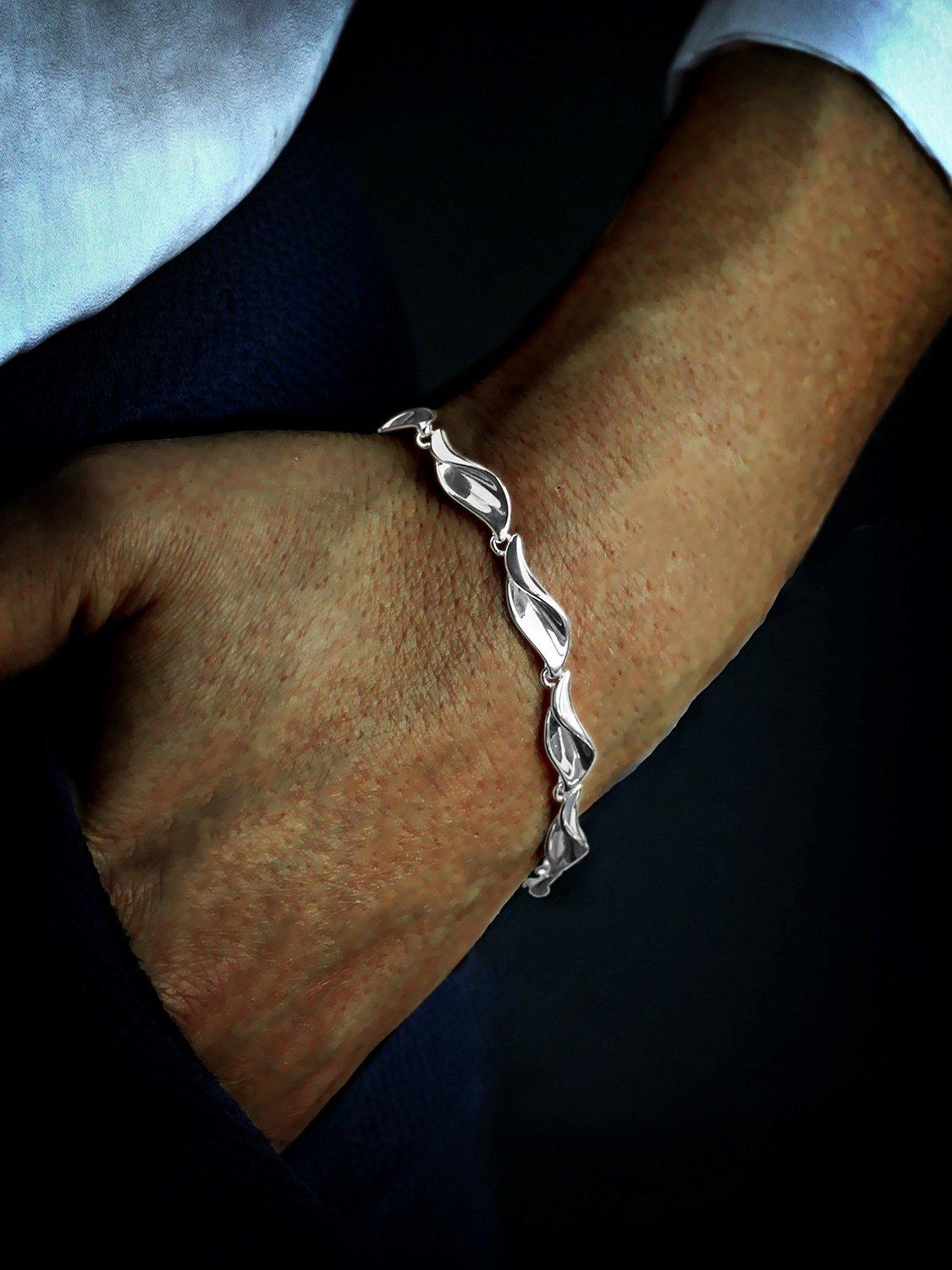 Product image 2 of 4, which shows Nina B Polished Lily Bracelet, Silver