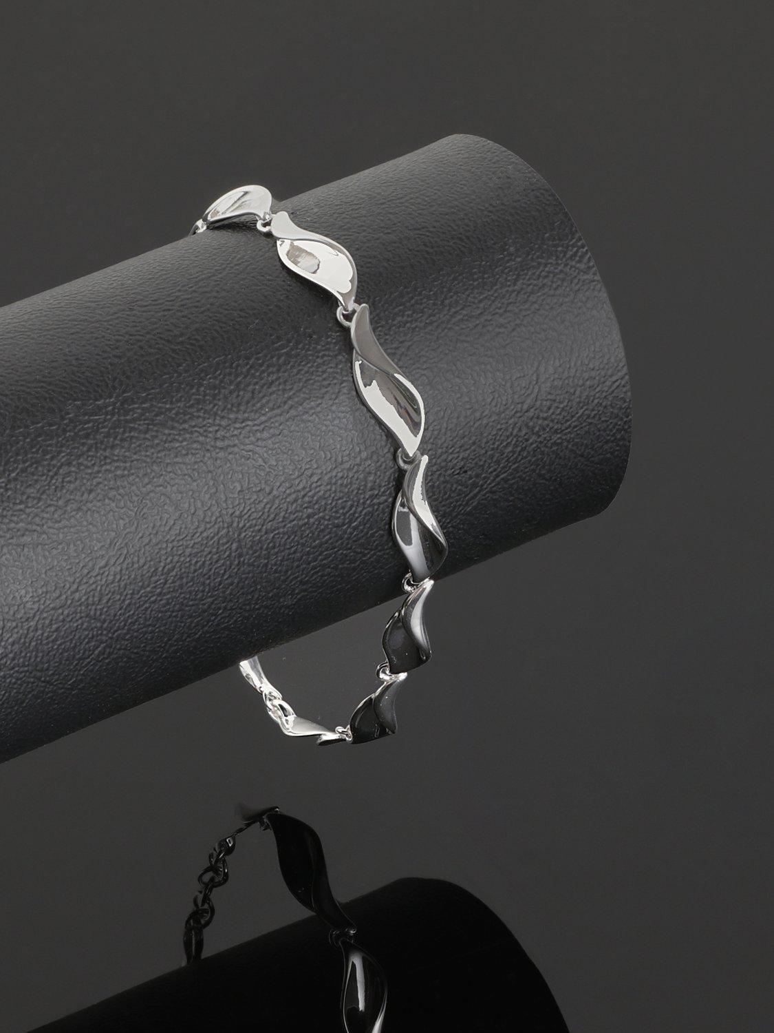 Product image 3 of 4, which shows Nina B Polished Lily Bracelet, Silver