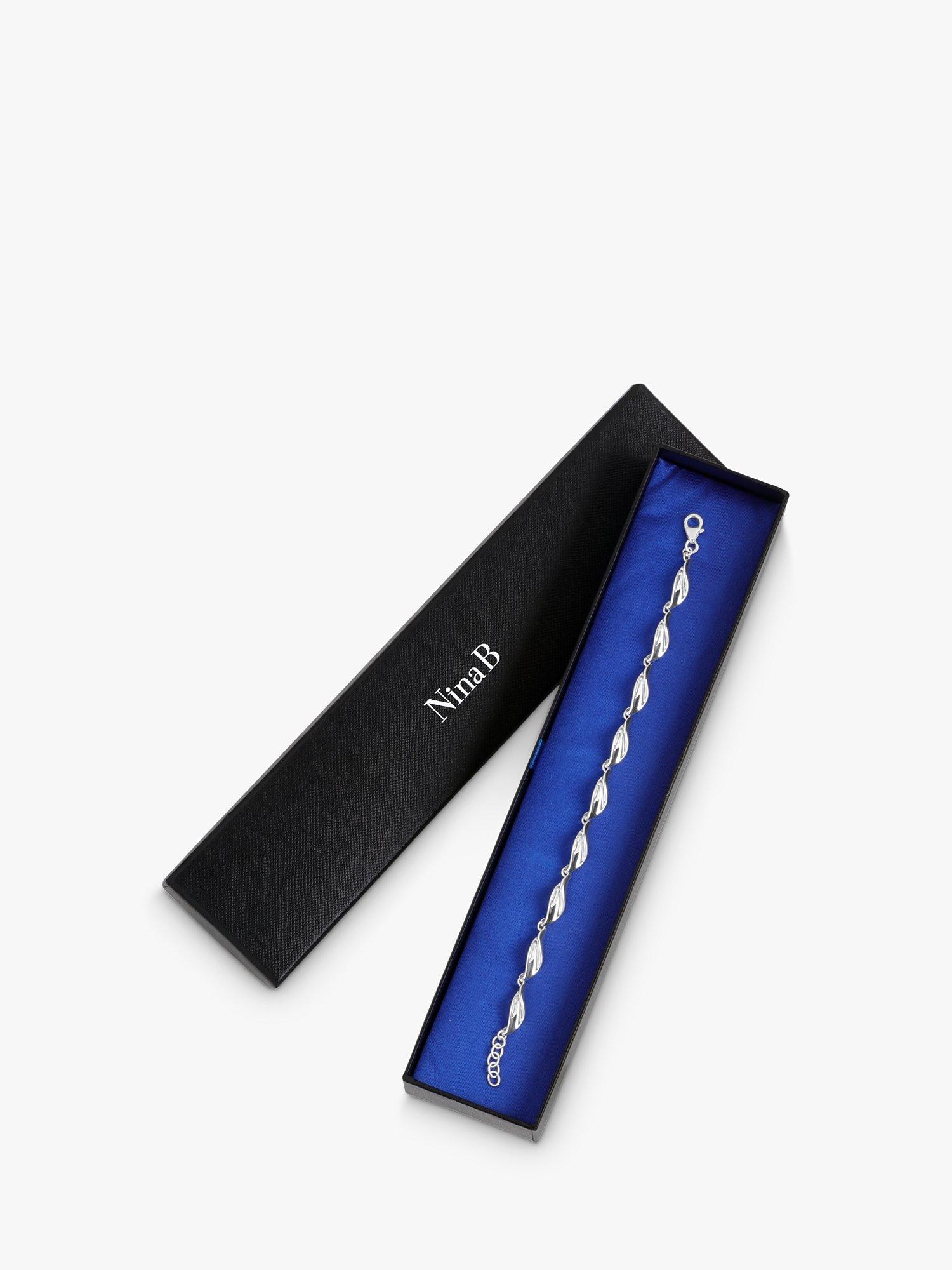 Product image 4 of 4, which shows Nina B Polished Lily Bracelet, Silver