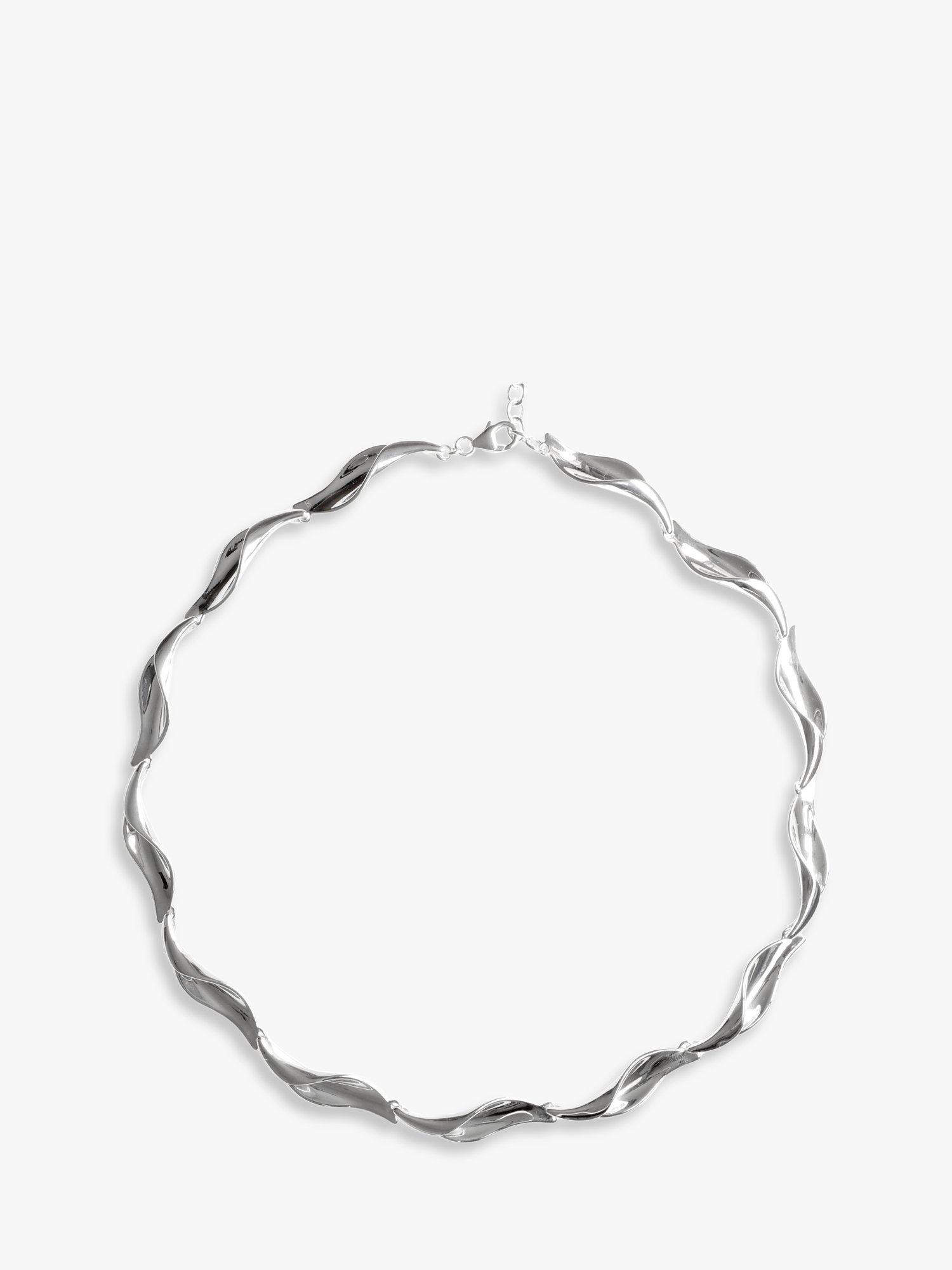 Product image 1 of 4, which shows Nina B Polished Lily Collar Necklace, Silver