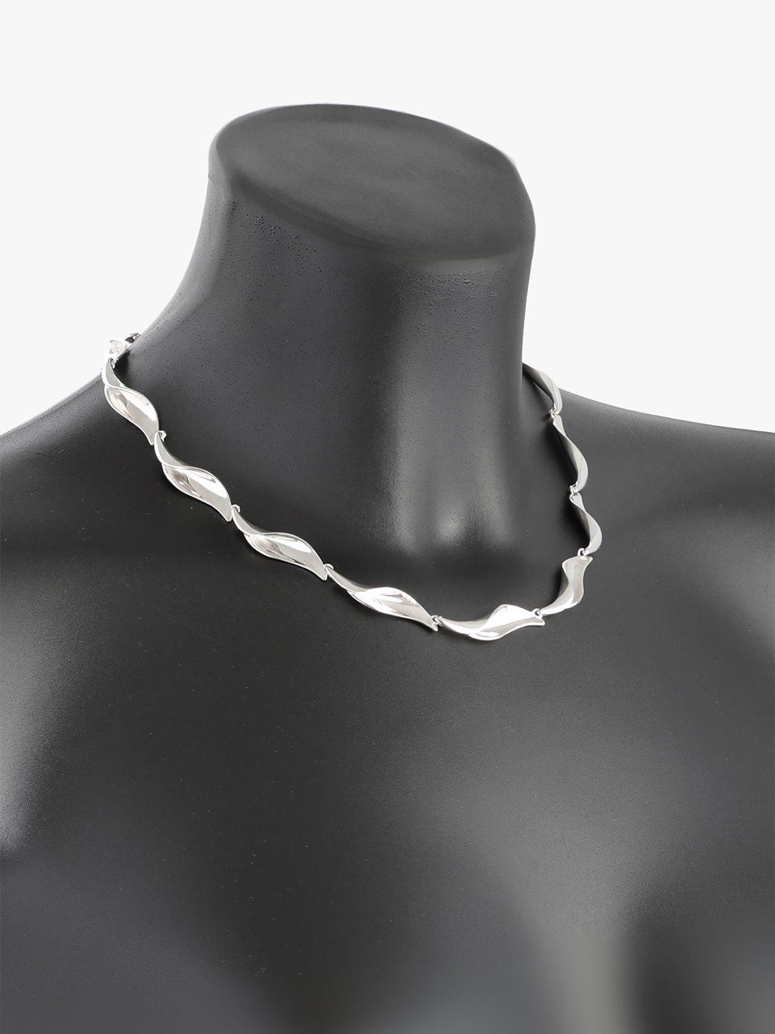 Product image 3 of 4, which shows Nina B Polished Lily Collar Necklace, Silver