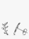 Nina B Small Olive Branch Stud Earrings, Silver