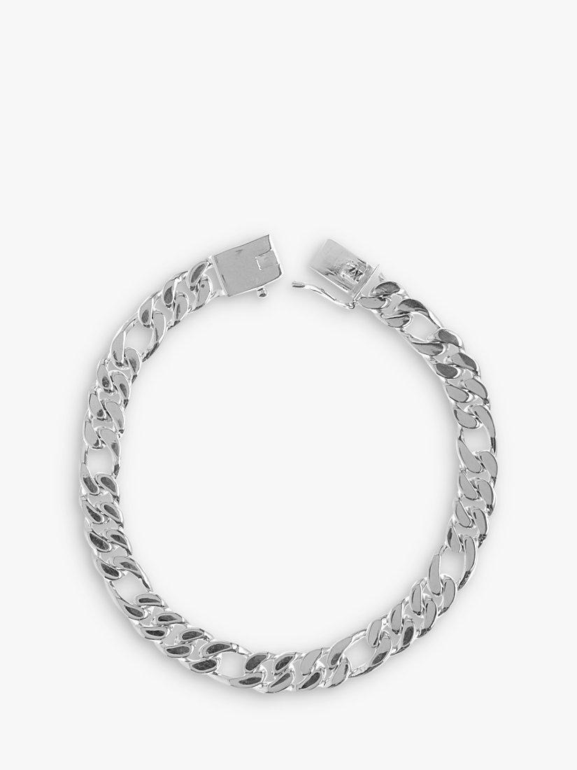 Product image 1 of 4, which shows Nina B Men's Sterling Silver Figaro Chain Bracelet, Silver