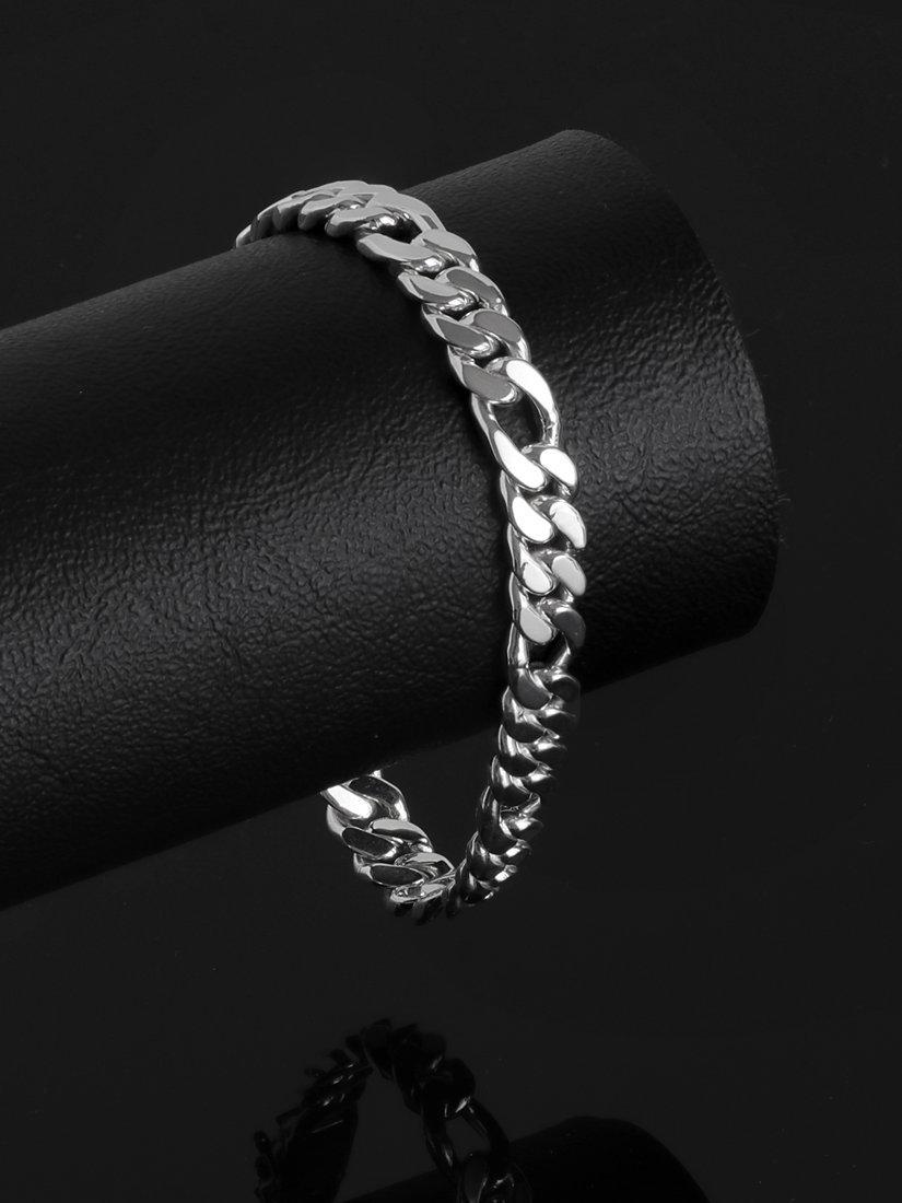 Product image 3 of 4, which shows Nina B Men's Sterling Silver Figaro Chain Bracelet, Silver