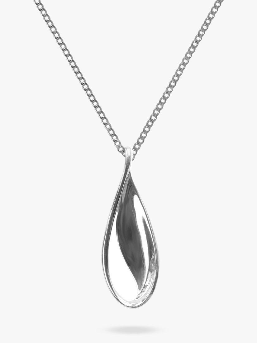 Product image 1 of 4, which shows Nina B Polished Open Drop Pendant Necklace, Silver