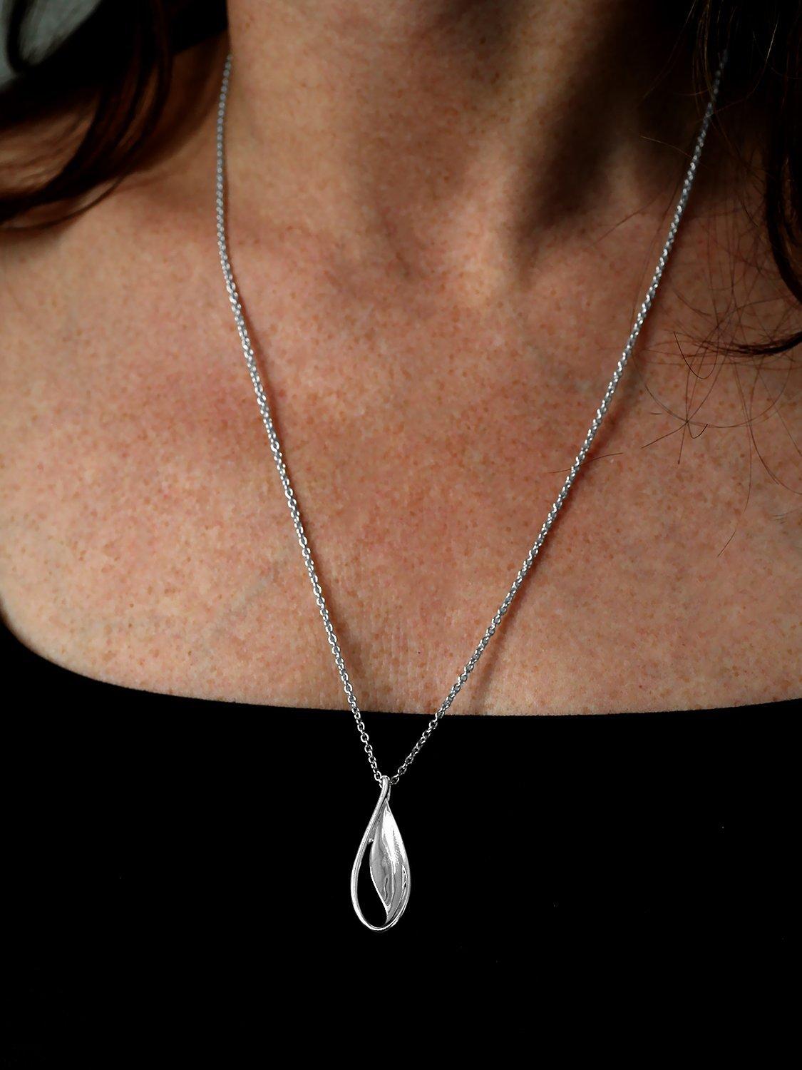 Product image 2 of 4, which shows Nina B Polished Open Drop Pendant Necklace, Silver