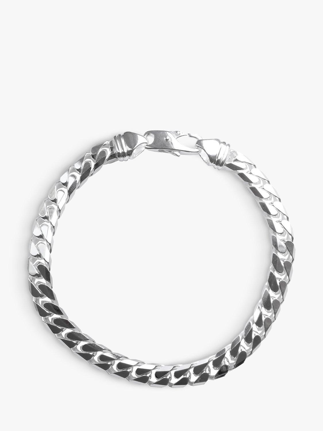 Product image 1 of 4, which shows Nina B Men's Sterling Silver Heavy Curb Chain Bracelet, Silver
