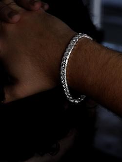 Nina B Men's Sterling Silver Heavy Curb Chain Bracelet, Silver - view 2, Silver