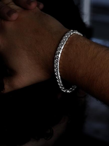 Nina B Men's Sterling Silver Heavy Curb Chain Bracelet, Silver - view 2, Silver