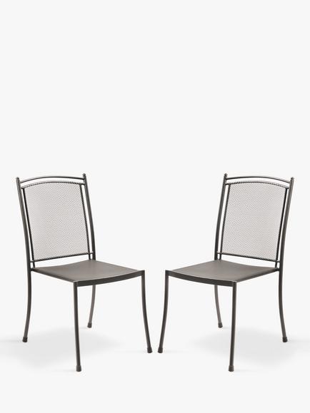John Lewis Henley by KETTLER Straight Sided Garden Dining Chair, Set of 2, Iron Grey, Iron Grey