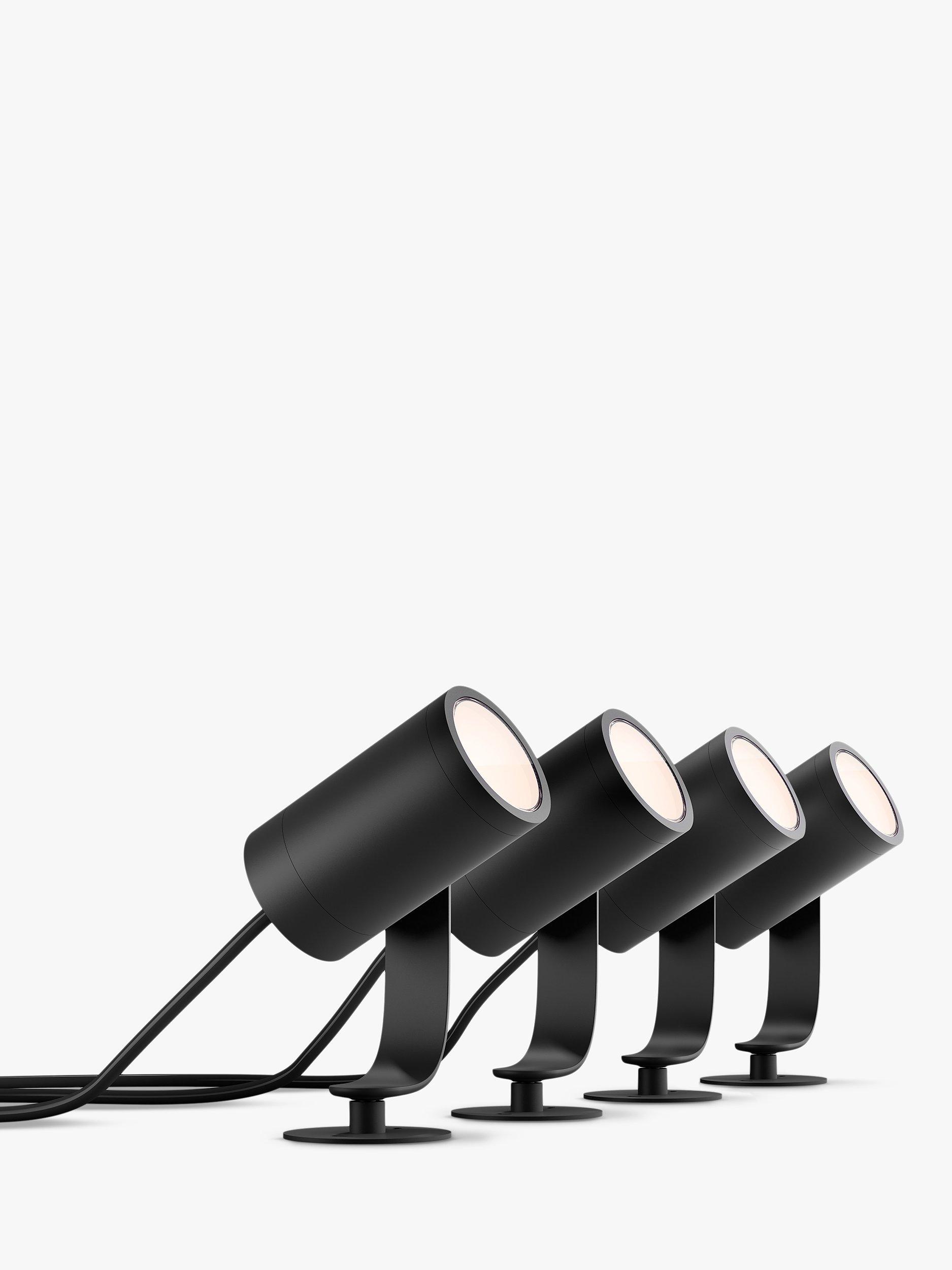 Philips Hue Lily Outdoor Spotlight Base Unit and x4 Lily Spotlights Black