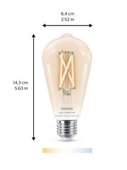 Philips Smart LED ST64 E27 Tunable White Clear Filament Smart Light Bulb, Clear