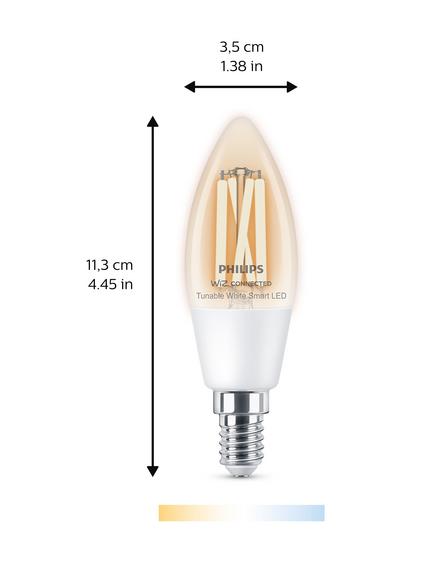 Philips Smart LED 4.9W E14 Dimmable Warm-to-Cool Candle Bulb with WiZ Connected and Bluetooth, Clear - view 2, Clear