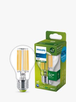 Philips Energy Efficient 4W E27 LED Non-Dimmable Classic Bulb, Clear, Clear