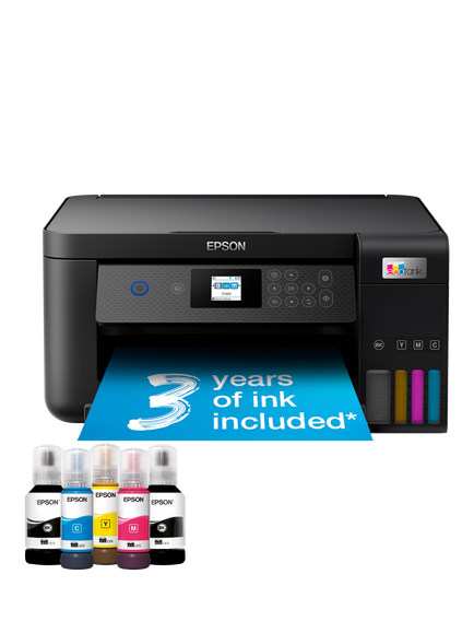 Epson EcoTank ET-2850 Three-In-One Wi-Fi Printer with High Capacity Integrated Ink Tank System, Black, Black