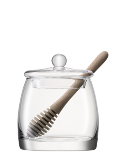 LSA International Serve Glass Honey Pot & Dipper, 590ml, Clear, Clear
