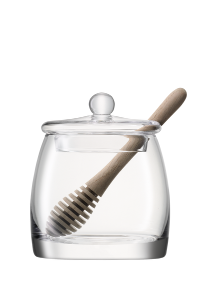 LSA International Serve Glass Honey Pot & Dipper, 590ml, Clear, Clear
