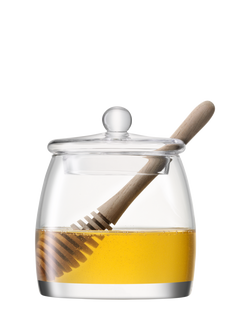 LSA International Serve Glass Honey Pot & Dipper, 590ml, Clear - view 2, Clear