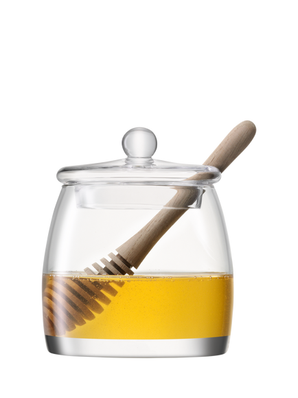 LSA International Serve Glass Honey Pot & Dipper, 590ml, Clear - view 2, Clear