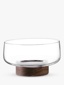 LSA International City Glass Bowl with Walnut Wood Base, 30cm, Clear/Natural, Clear/Natural