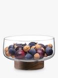 LSA International City Glass Bowl with Walnut Wood Base, 30cm, Clear/Natural