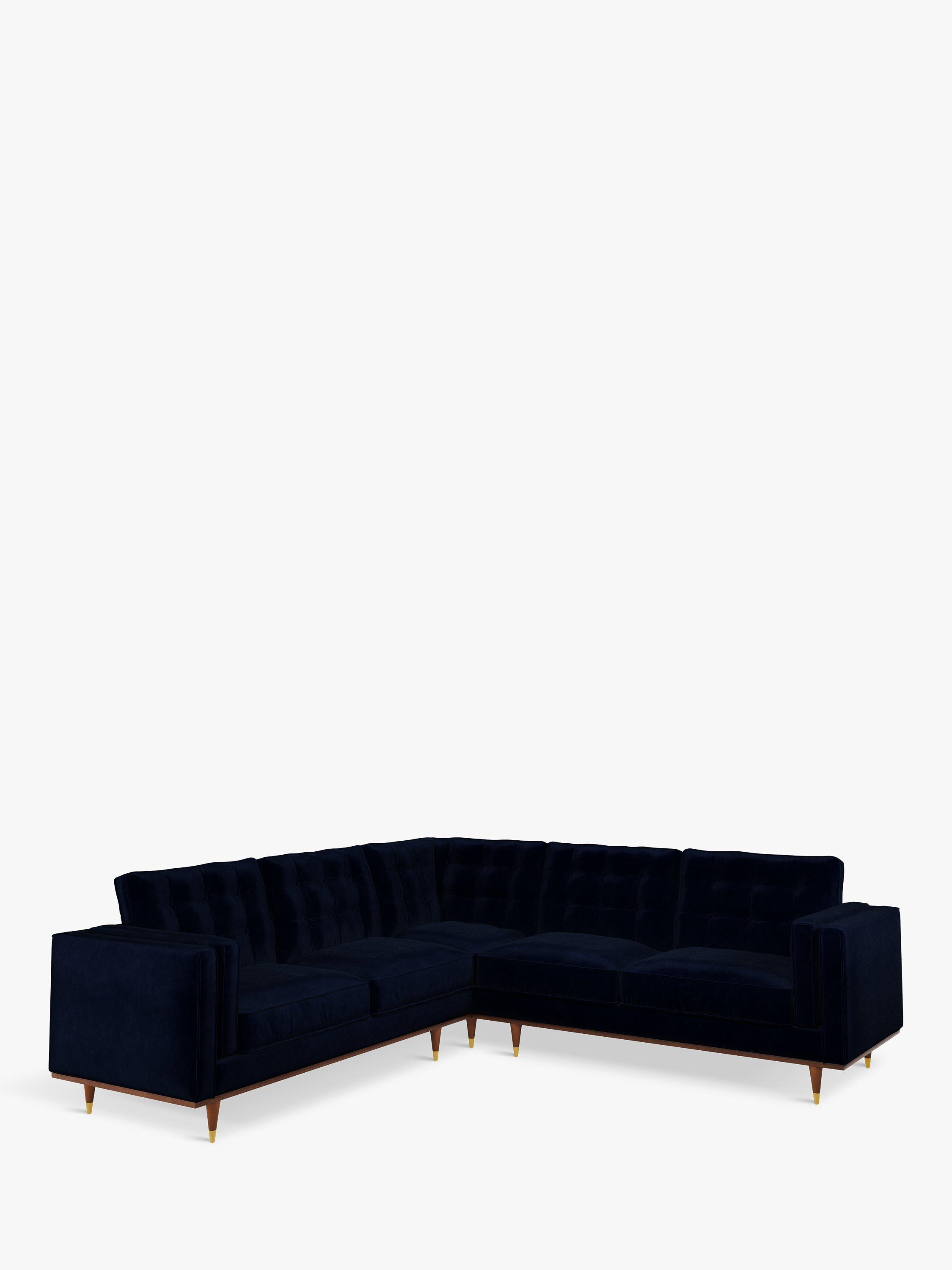 Lyon Range, John Lewis + Swoon Lyon Large 5+ Seater Corner Sofa, Caspian Blue Velvet