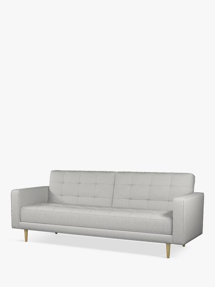 John Lewis Quilted Large 3 Seater Sofa Bed, Light Leg, Cobble Grey, Cobble Grey