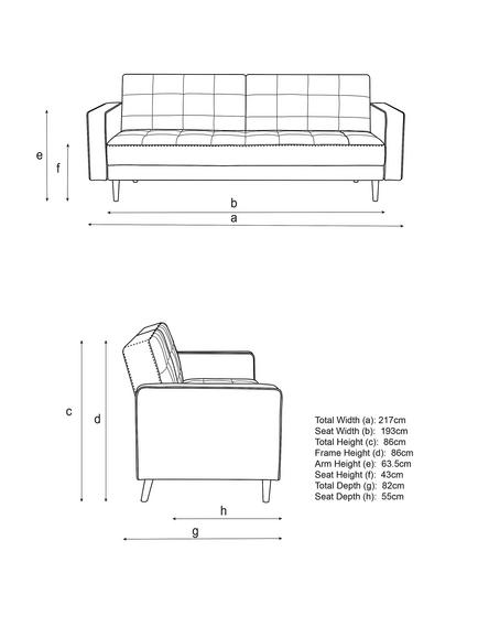 John Lewis Quilted Large 3 Seater Sofa Bed, Light Leg, Cobble Grey - view 2, Cobble Grey