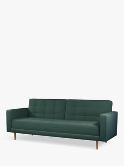 John Lewis ANYDAY Quilted Large 3 Seater Sofa Bed, Dark Leg, Verde Green