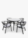 Menos by KETTLER Cassis 4-Seater Round Garden Dining Table & Chairs Set, Anthracite/Grey