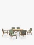KETTLER Hampton 6-Seater Garden Dining Table & Chairs, FSC-Certified (Acacia Wood), Natural/Sage
