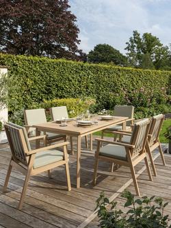 KETTLER Hampton 6-Seater Acacia Wood Garden Dining Table & Chairs, Natural/Sage - view 2, Natural/Sage