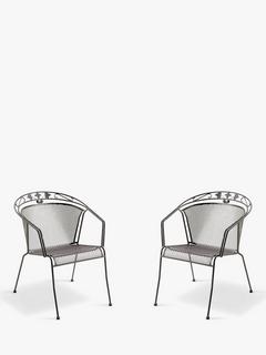 John Lewis Henley by KETTLER Round Back Garden Armchair, Set of 2, Iron Grey