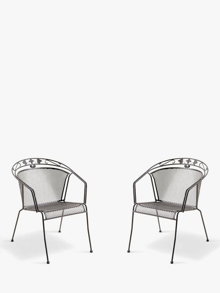 John Lewis Henley by KETTLER Round Back Garden Armchair, Set of 2, Iron Grey, Iron Grey