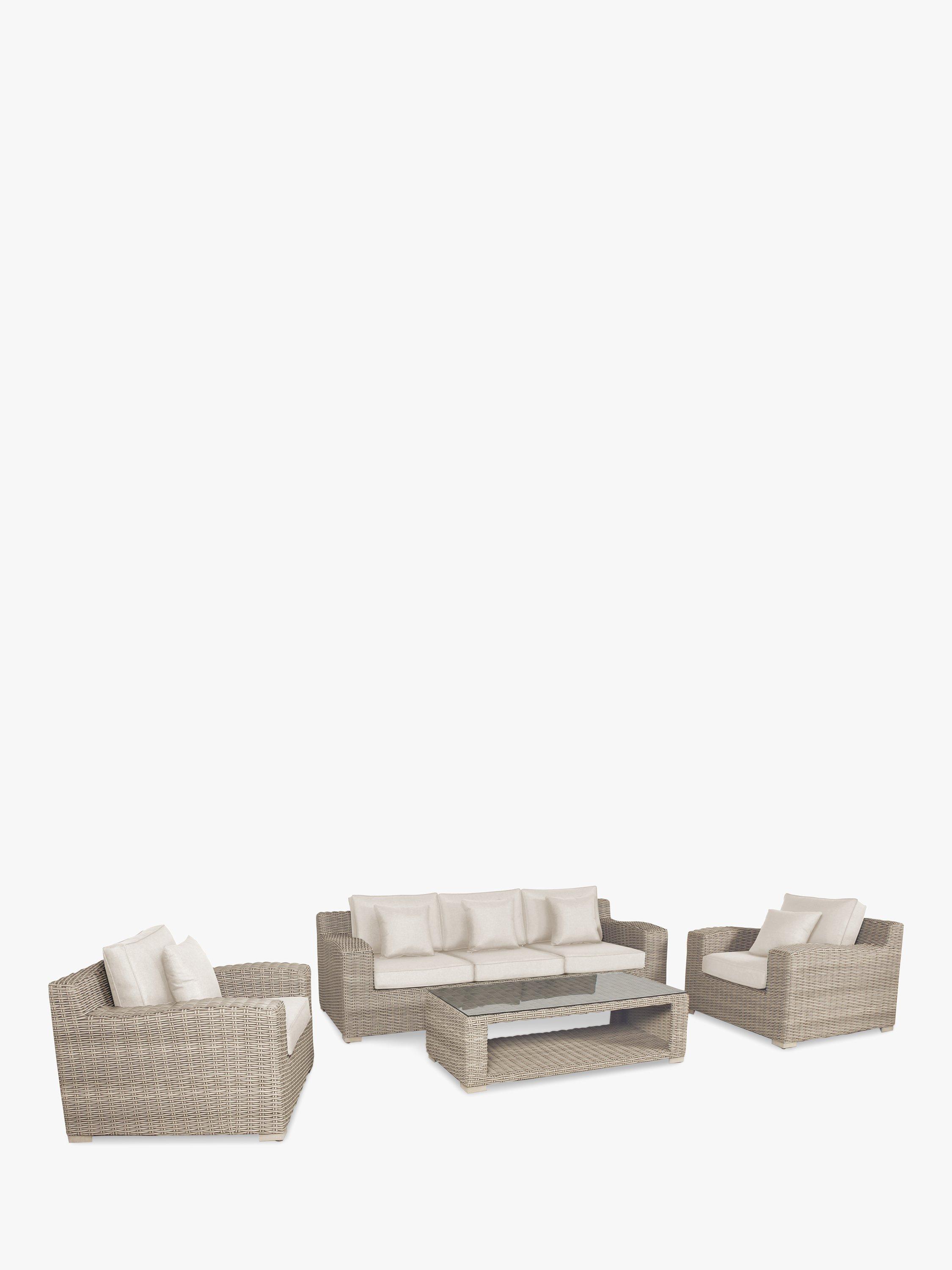 KETTLER Palma Luxe 5-Seater Garden Lounging Table & Chairs Set, Oyster/Stone