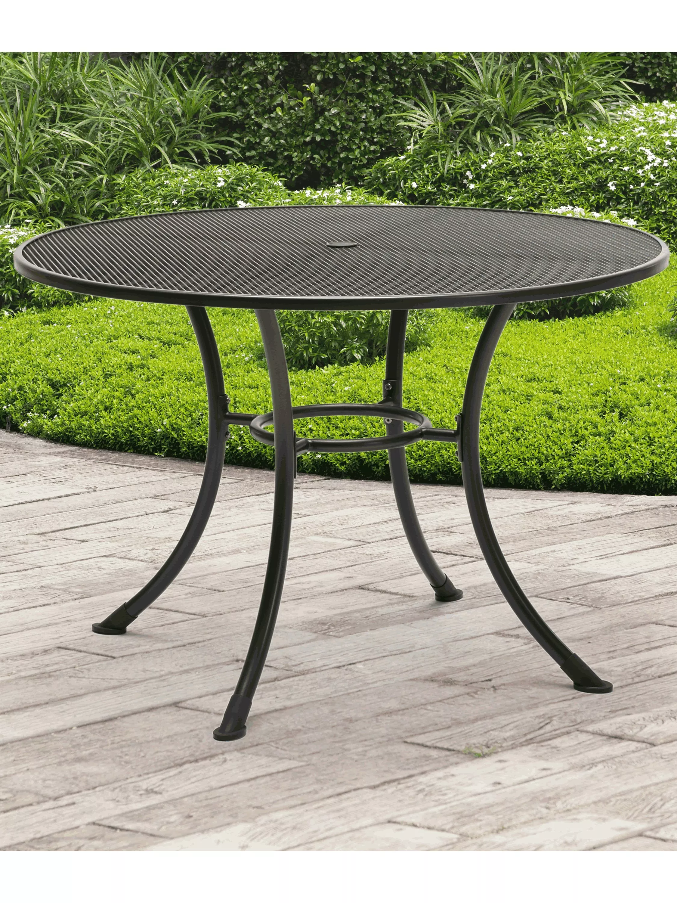 Metal round garden table discount