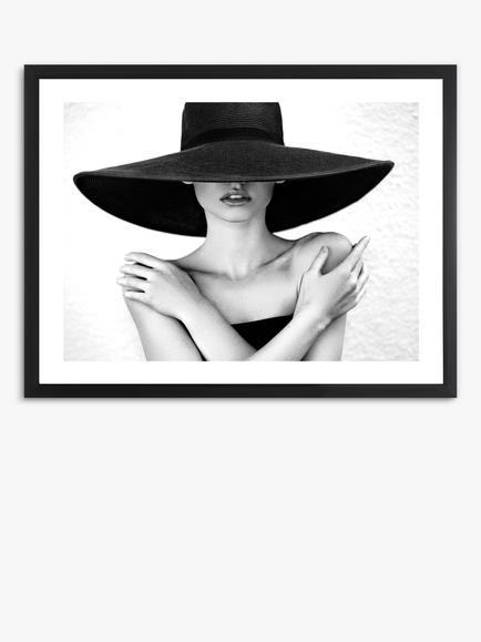 Brookpace Lascelles 'Mystery Lady III' Framed Print & Mount, 81 x 66cm, Black/White, Black/White