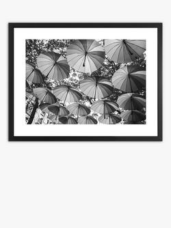 Brookpace Lascelles Umbrellas Framed Print & Mount, 65.5 x 85.5, Black/White, Black/White