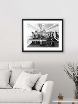 Brookpace Lascelles 'Penguins & Pelican Airplane Cabin' Framed Print & Mount, 45.5 x 55.5, Black/White - view 2, Black/White