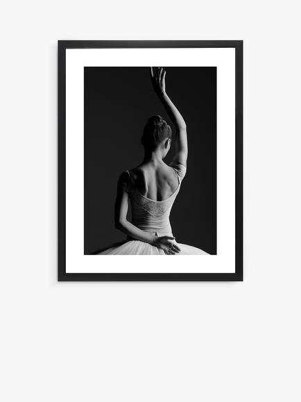 Brookpace Lascelles Ballerina Pose Framed Photographic Print & Mount, 86 x 66cm, Black/White, Black/White