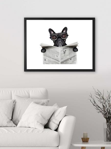 Brookpace Lascelles 'Bulldog News' Framed Print & Mount, 45.5 x 55.5cm, Black/White - view 2, Black/White
