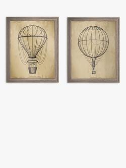 Brookpace Lascelles Air Balloons Framed Prints, Set of 2, 41 x 31cm, Brown, Brown