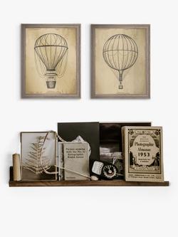Brookpace Lascelles Air Balloons Framed Prints, Set of 2, 41 x 31cm, Brown - view 2, Brown