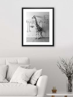 Brookpace Lascelles Giraffe Chandelier Framed Print & Mount, 86 x 66cm, Black/White - view 2, Black/White