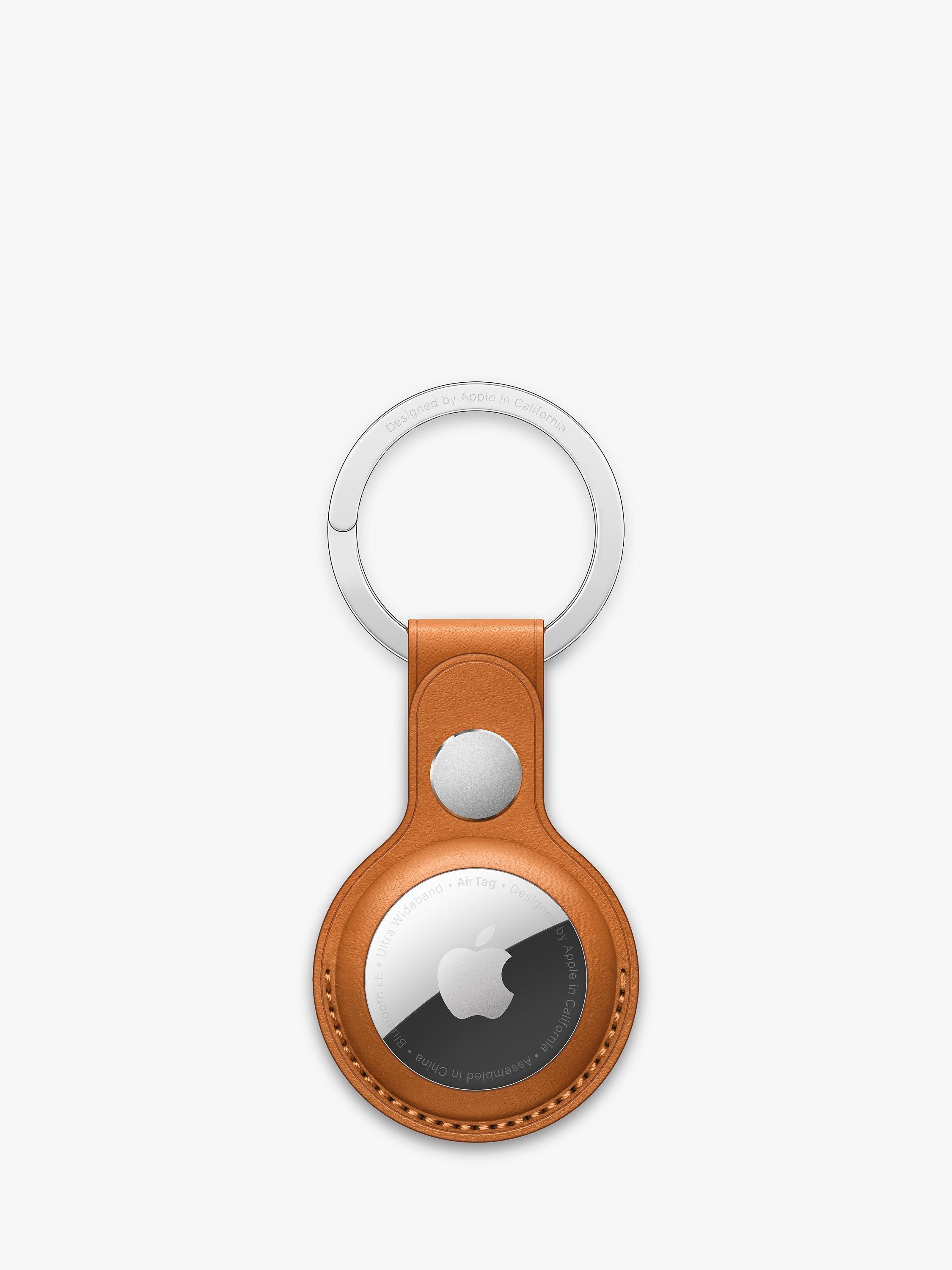 Apple AirTag Leather Key Ring, Golden Brown