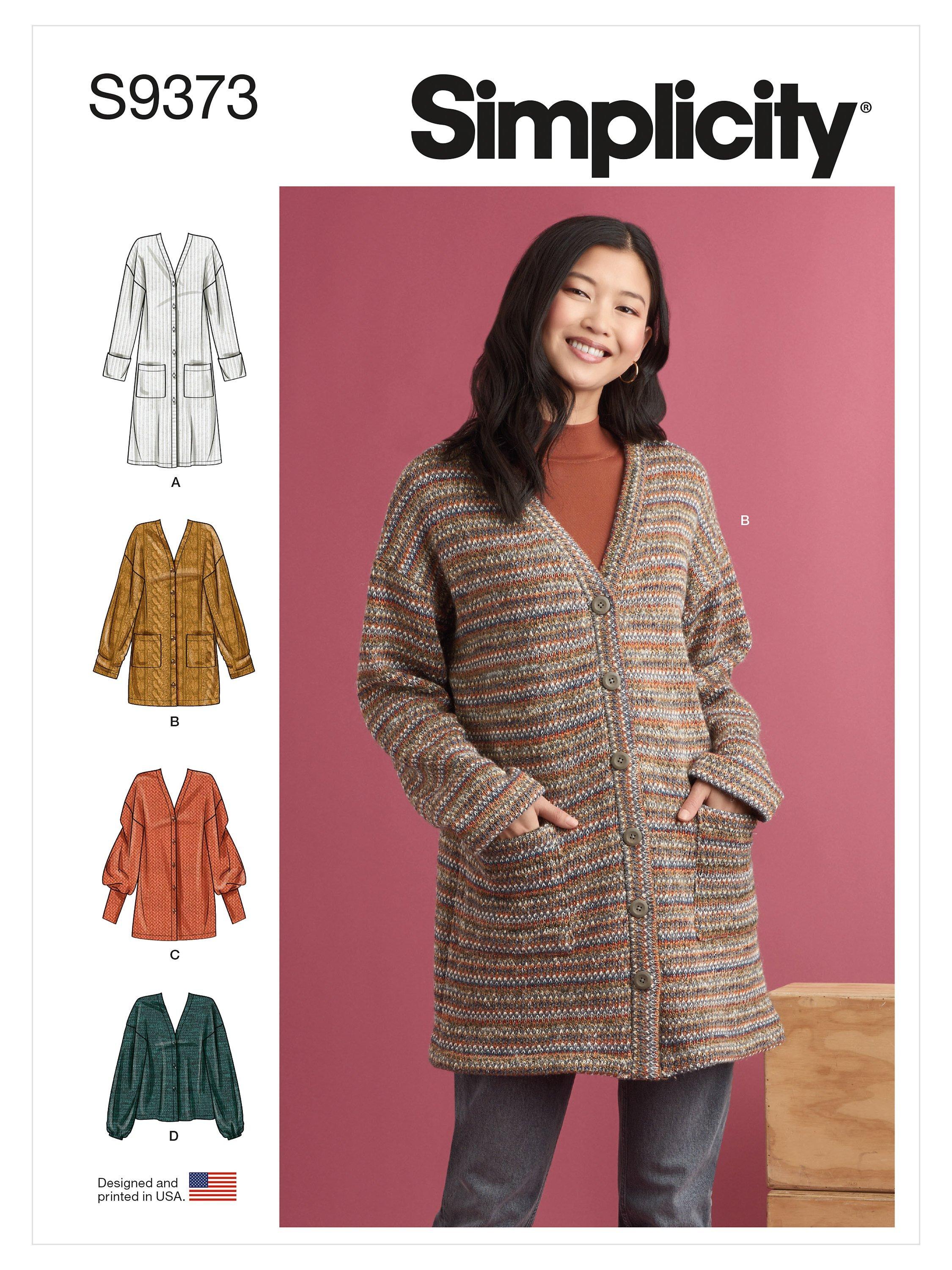 Simplicity Misses' Oversized Cardigan Sewing Pattern S9373, A