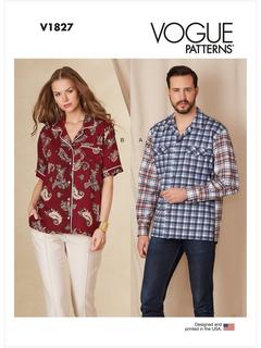 Vogue Misses' Unisex Shirt Sewing Pattern V1827, A