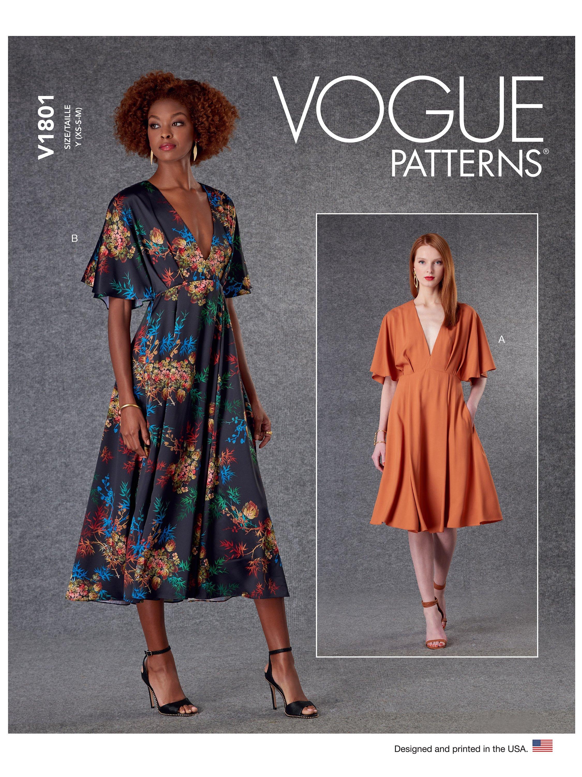 Vogue Misses' V-Neck Dress Sewing Pattern V1801
