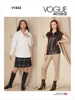 Vogue Misses' Top, Skirt & Trousers Sewing Pattern V1833, A, 